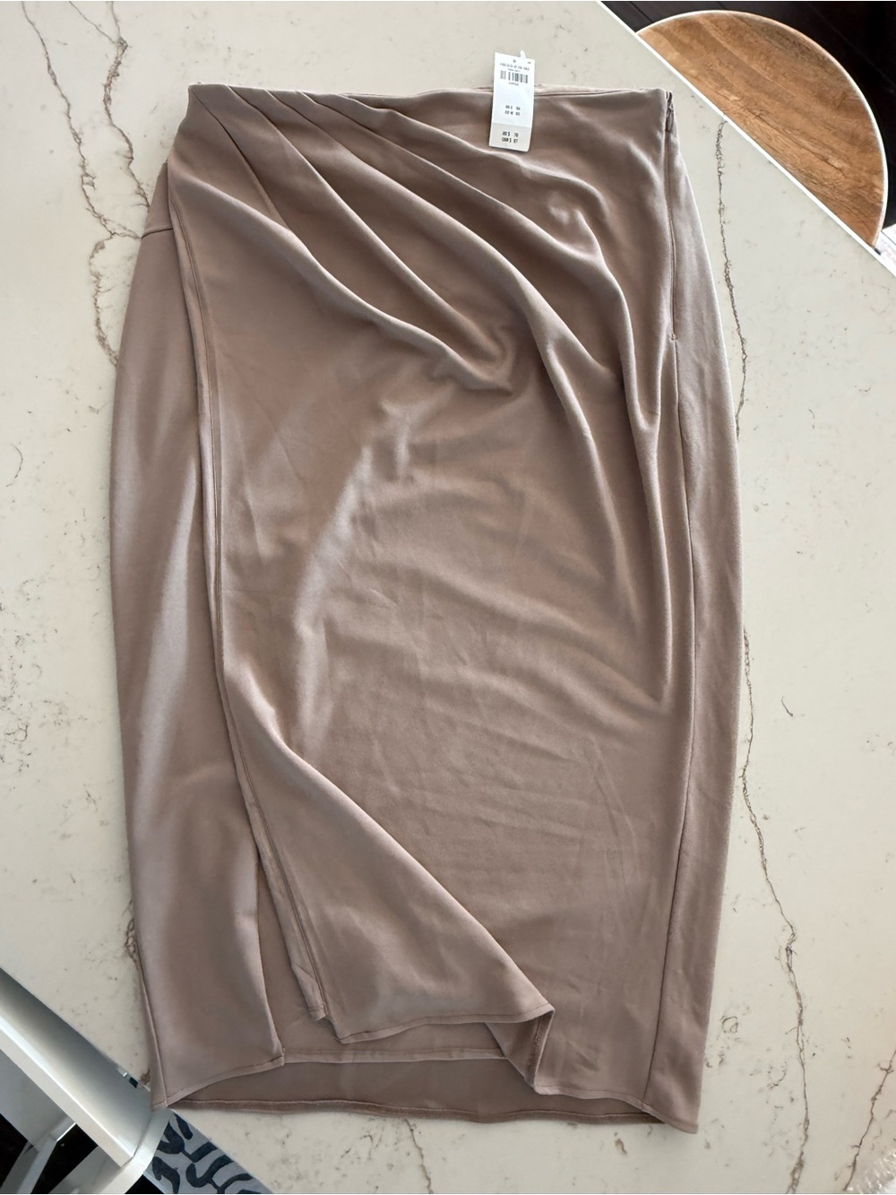 NWT Abercrombie & Fitch Taupe Draped Pencil Skirt Size L